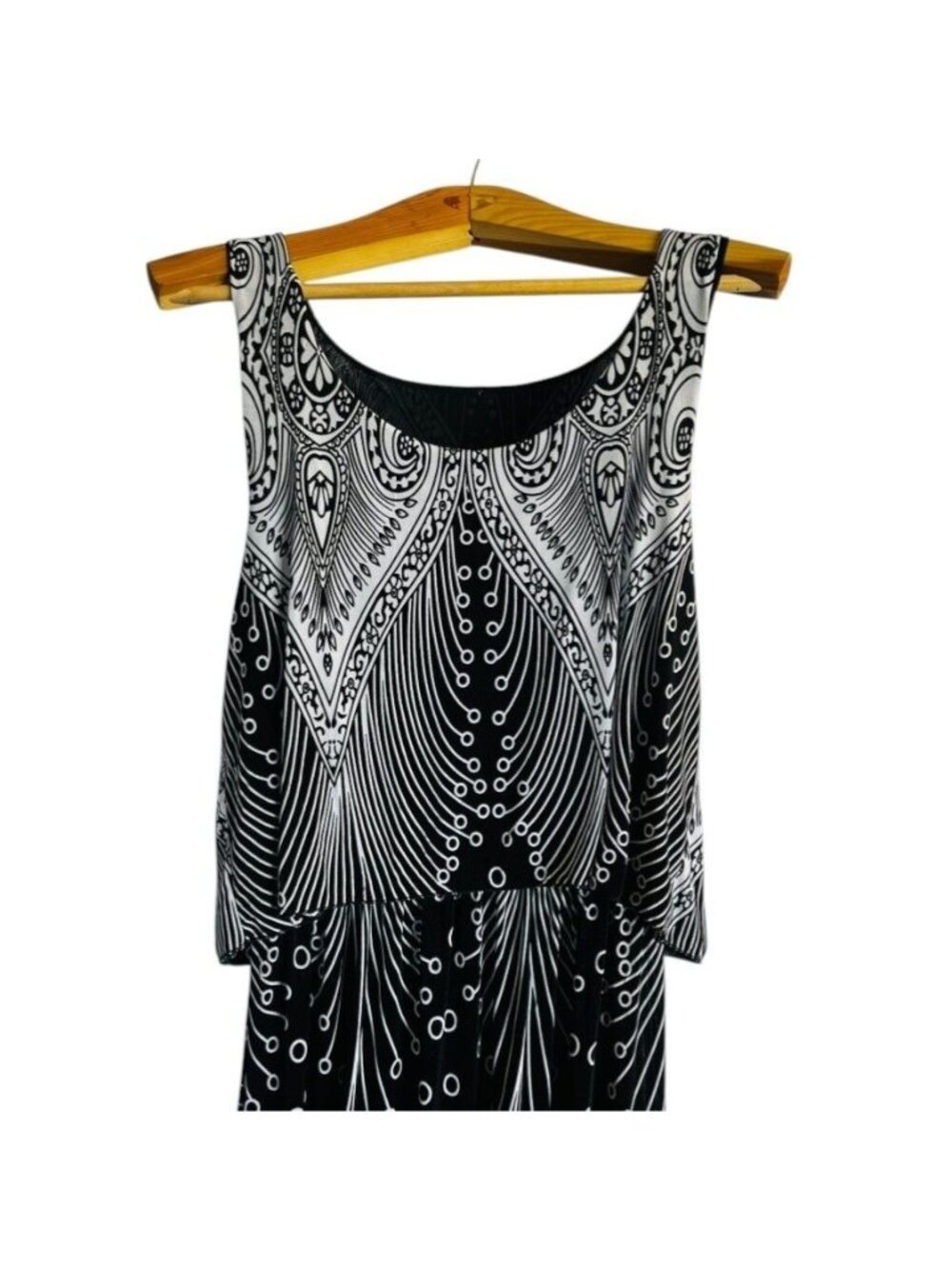 Maxi dress, black and white graphic print, large